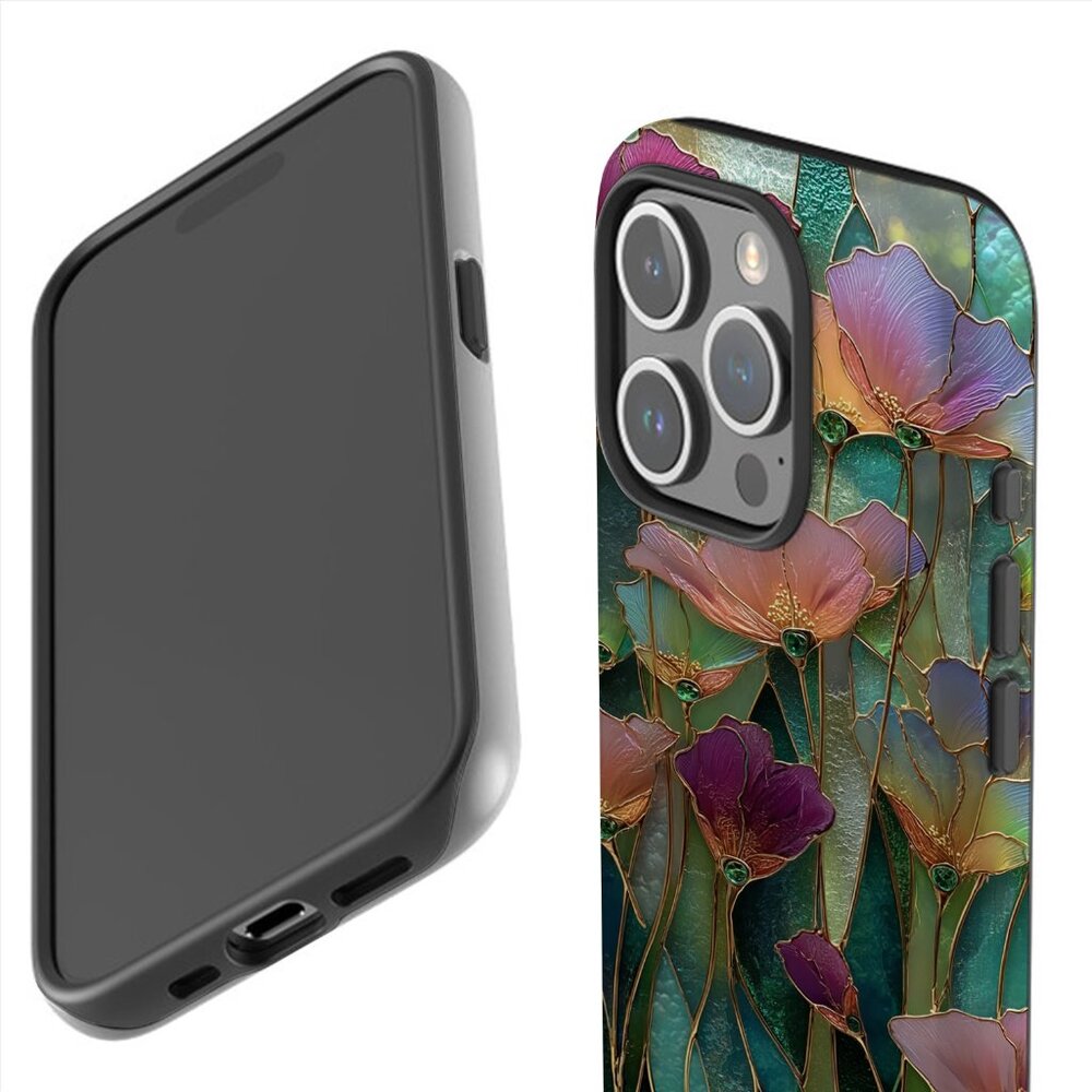 Floral Stained Glass Luxe IPhone 16,15,14,13 (Pro Max,Pro,Plus) Phone Case - Picture 13 of 14